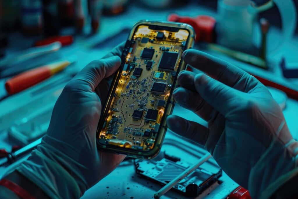 Technician repairs cell phone parts upgrades mobile technology 875825 160703